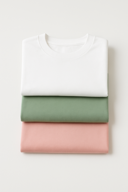 Pack of 3 Oversized Solid Tees (Sea Green, Pink & White)