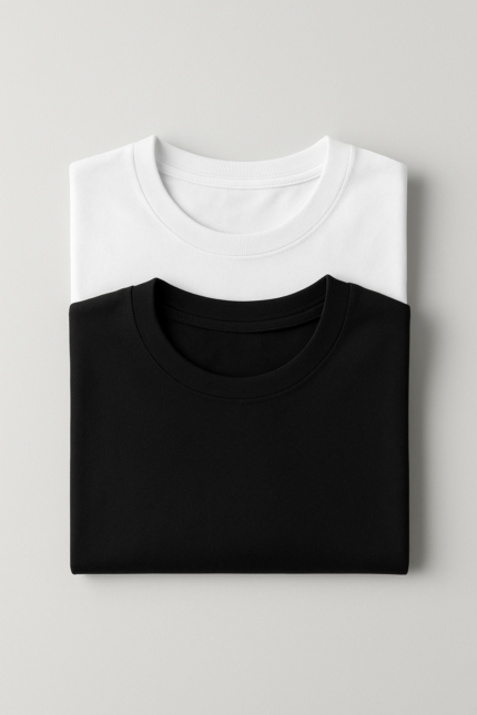 Pack of 2 Oversized Solid Tees (Black & White)