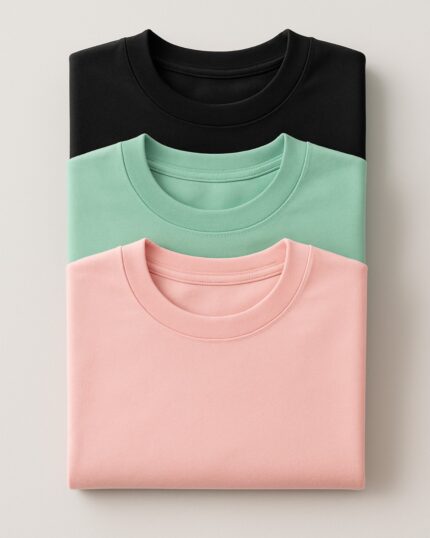 Pack-of-3-Oversized-Solid-Tees-Sea-Green-Pink-Black